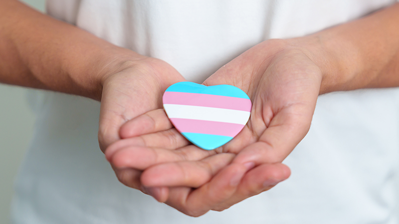 Person holding a multicolored heart