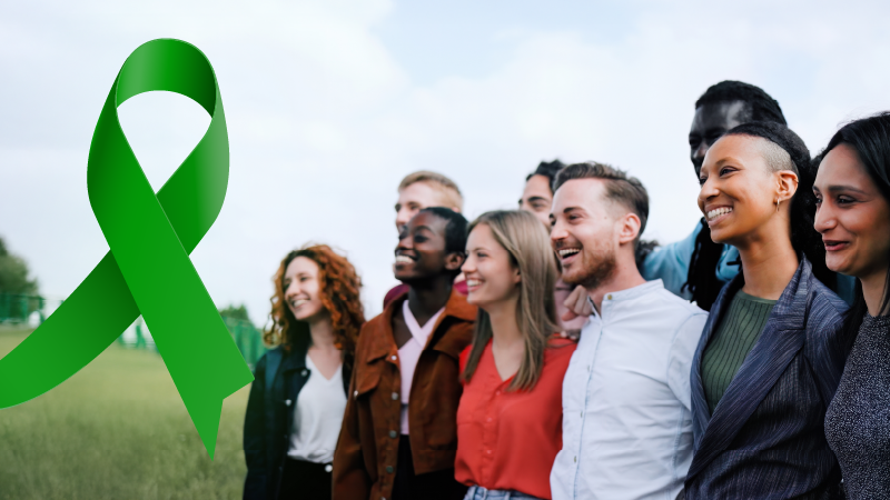 Mental health awareness month with group of diverse people